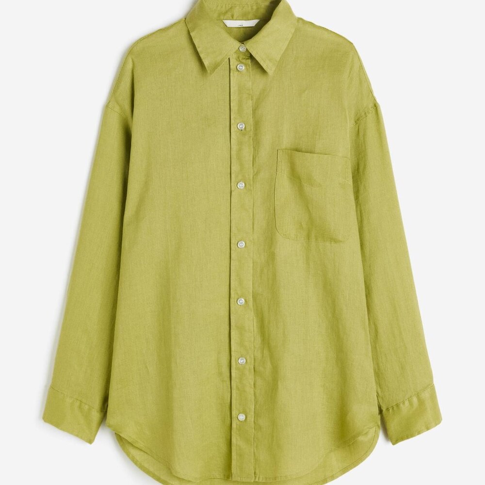 ISO(in search of)  H&M oversized green linen shirt